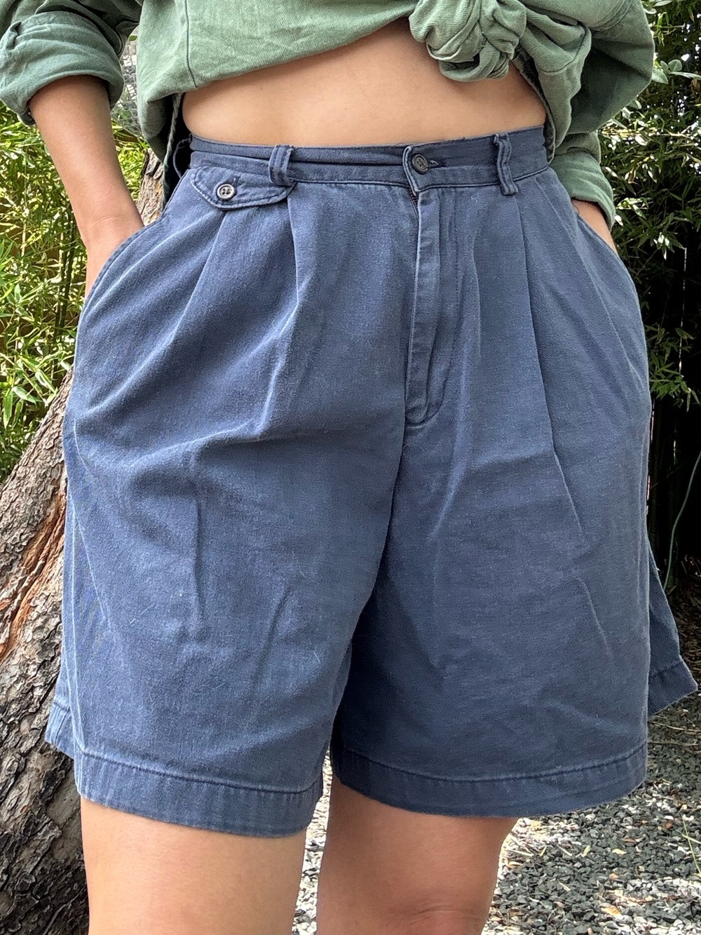 Vintage Ralph Lauren Navy Blue Cotton High Waisted Shorts